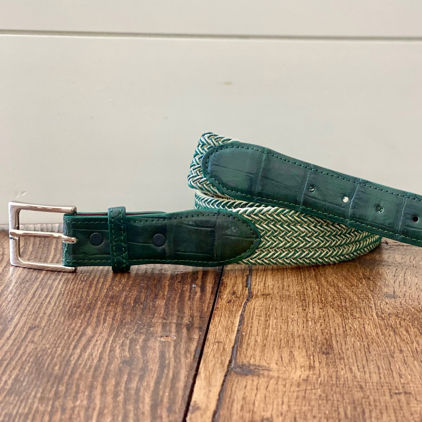 The Stretch Belt, Green & Tan