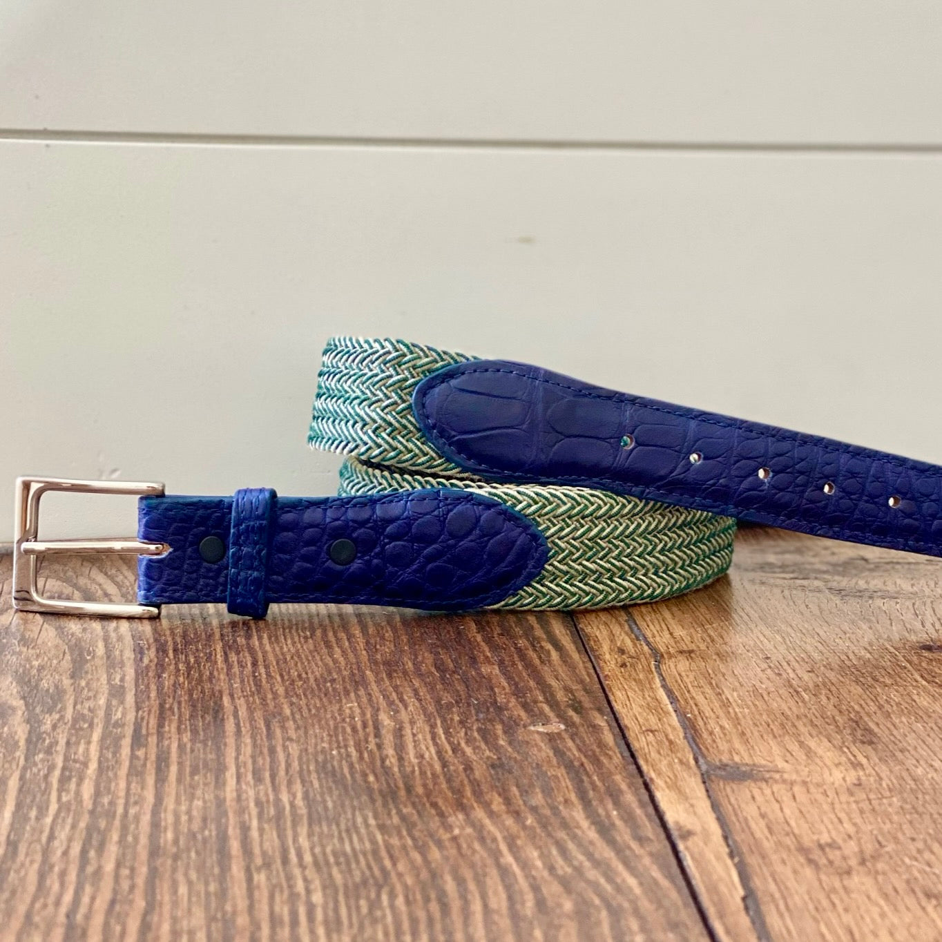 The Stretch Belt, Green & Tan