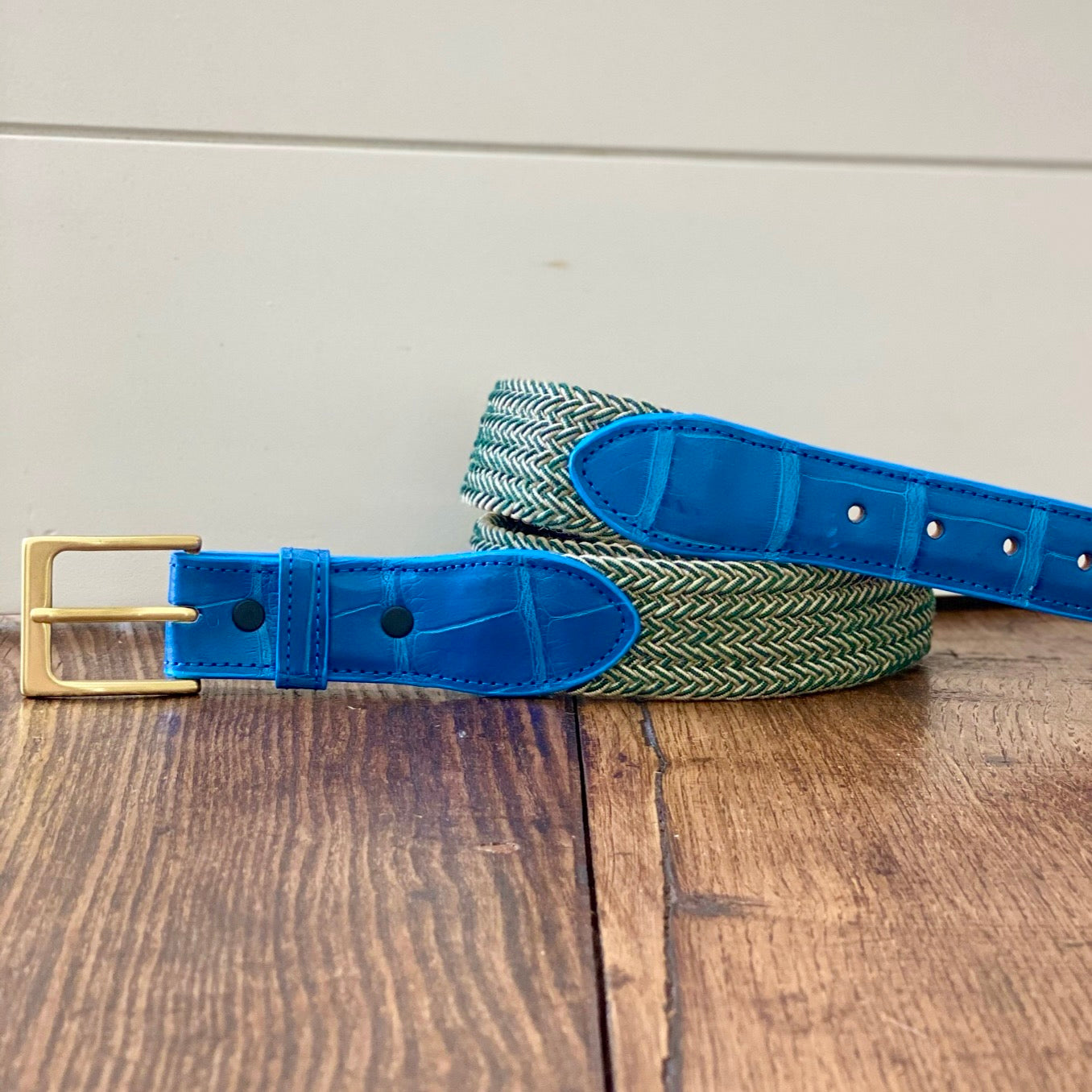 The Stretch Belt, Green & Tan