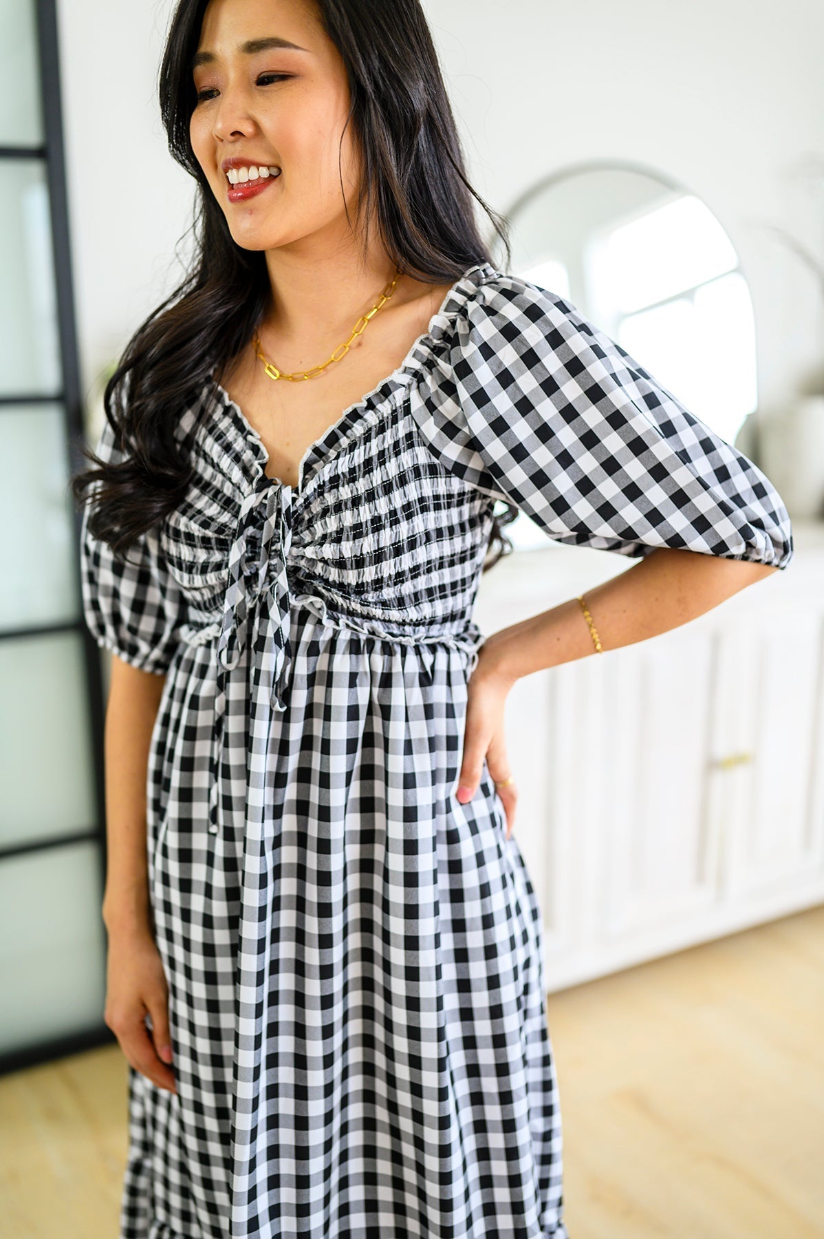 Vestido midi de guinga Greenville