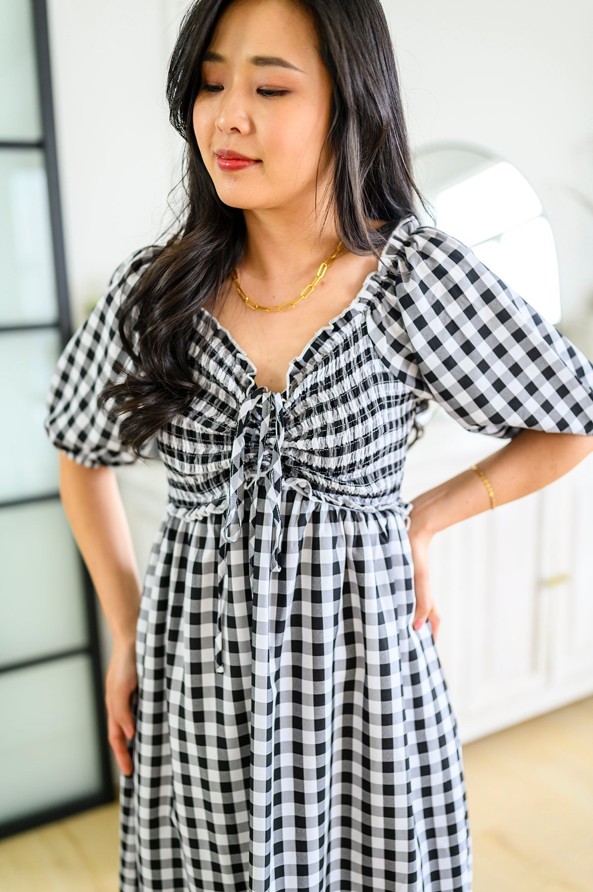 Vestido midi de guinga Greenville