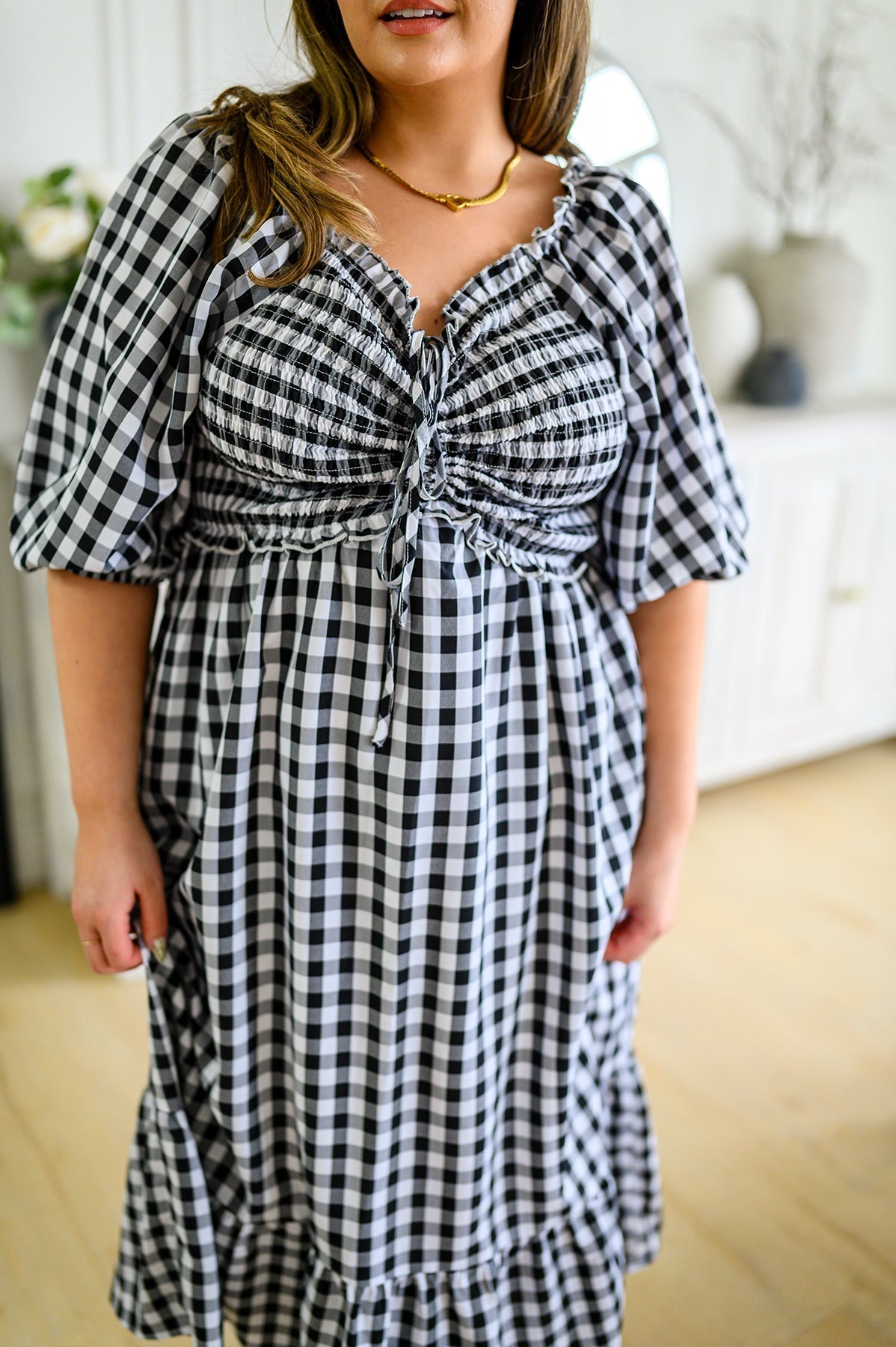 Vestido midi de guinga Greenville