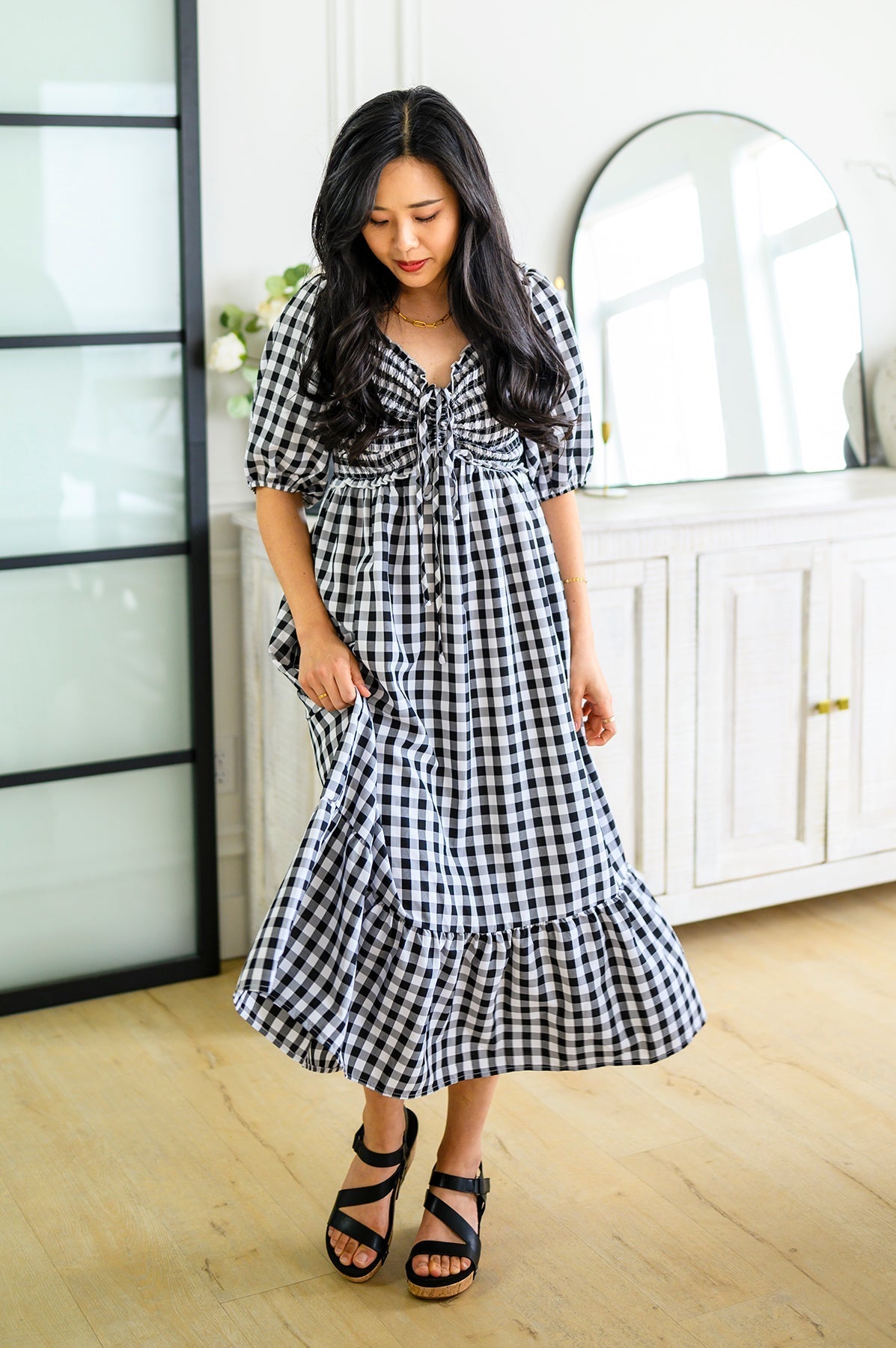 Vestido midi de guinga Greenville