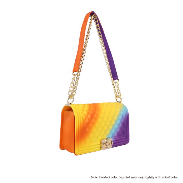 Bolso de hombro de gelatina (silicona) - Naranja/Amarillo/Morado
