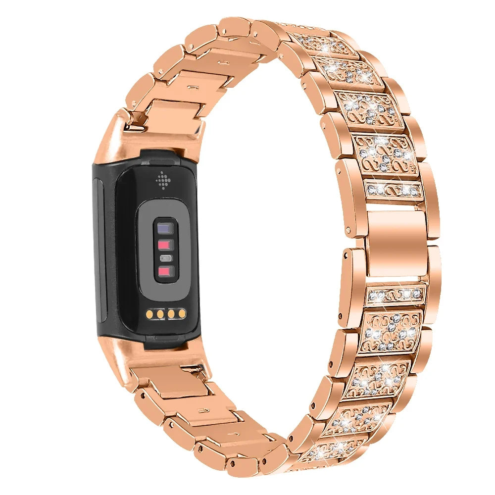 Fitbit Charge 6, 5, 4 & 3 Rhinestone Panel Bracelet Band