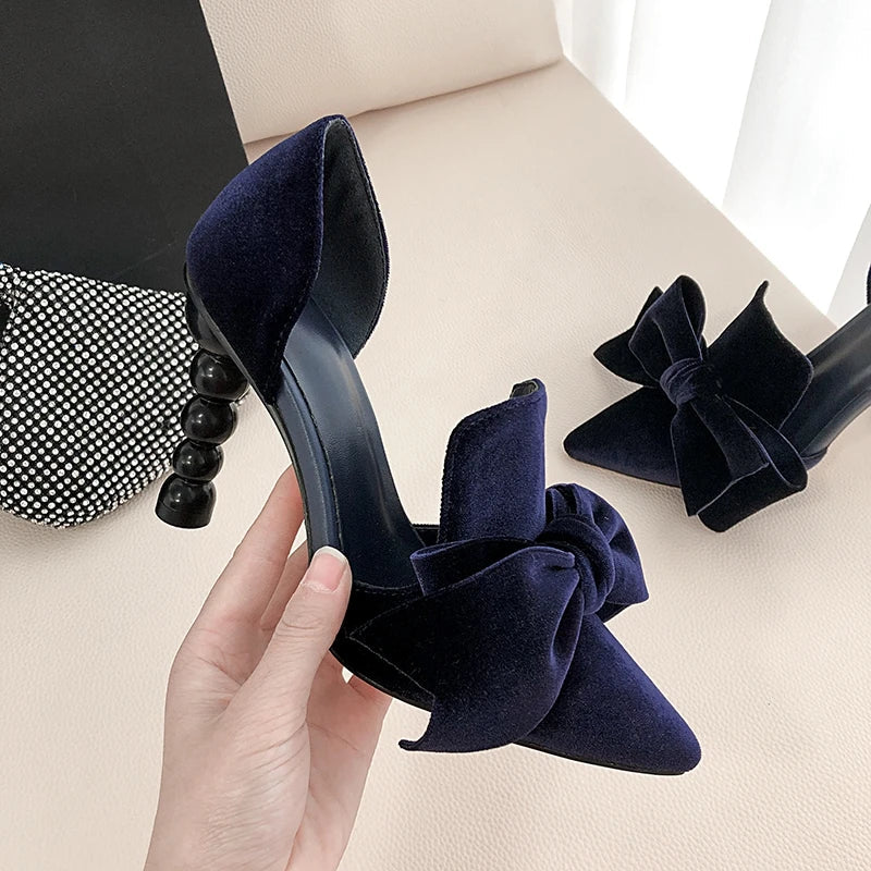 2025 Spring Summer Cow Leather Women Shoes High Heels Gladiator Sandals Pearl Strap Women Pumps Point Toe Sexy Sandalia Feminina