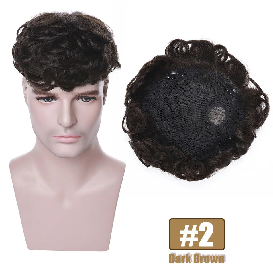 S-noilite 16x19cm 35g Bisopé para hombre Sistema de reemplazo de cabello humano Suplementos capilares Postizo 4 pulgadas Peluca para hombre Extensiones de cabello con clip