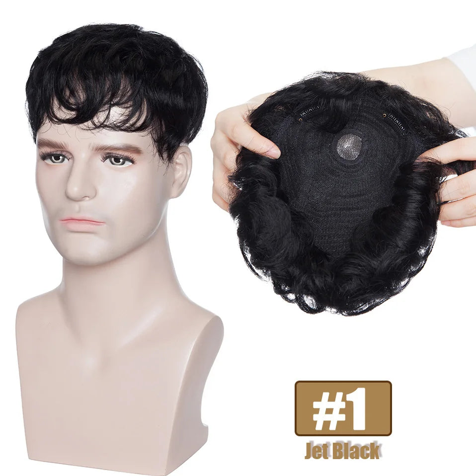 S-noilite 16x19cm 35g Bisopé para hombre Sistema de reemplazo de cabello humano Suplementos capilares Postizo 4 pulgadas Peluca para hombre Extensiones de cabello con clip