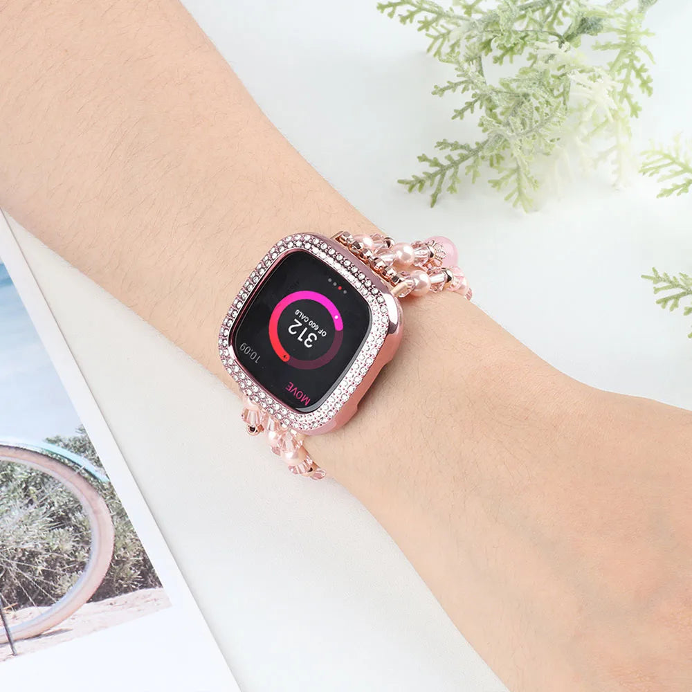 Fitbit Versa 4, Versa 3, Sense 2 & Sense Pearl Beaded Bracelet Band