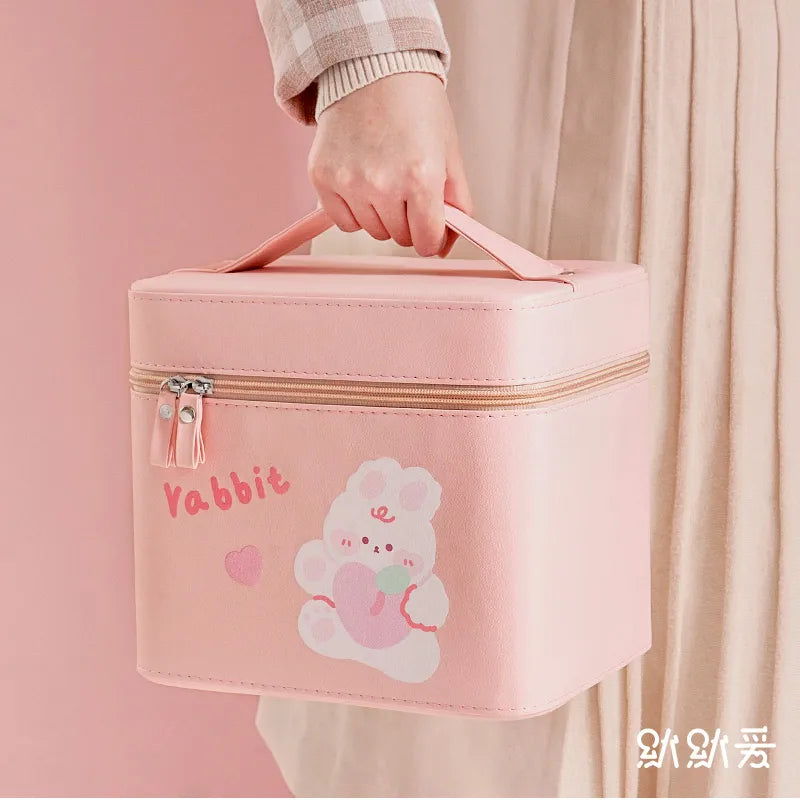 Bonito estuche organizador de belleza de piel sintética