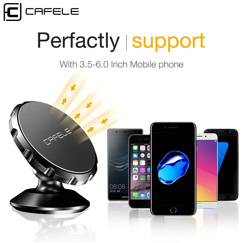 CAFELE Magnetic Car Phone Holder for iPhone 16 15 14 13 12 11 Car Mount Stand for Cell Phone Strong Magnet Power Aluminum Alloy