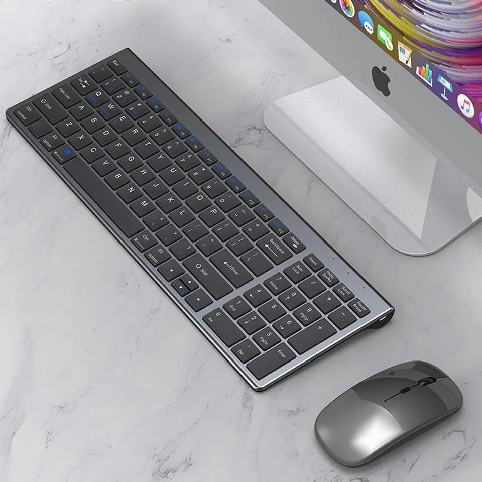Bluetooth 5.0 2.4G Wireless Keyboard and Mouse Combo Mini Multimedia Keyboard Mouse Set for Laptop PC TV iPad Macbook Android