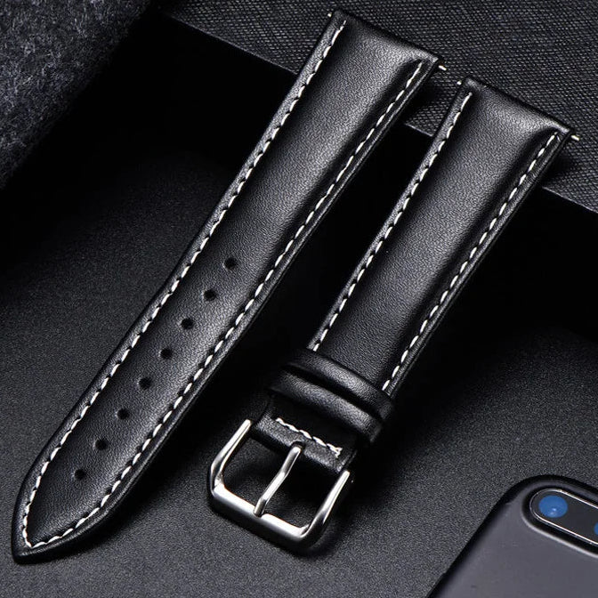 COROS Calfskin Leather Watch Band - Soft Wrist Strap with Silver Buckle