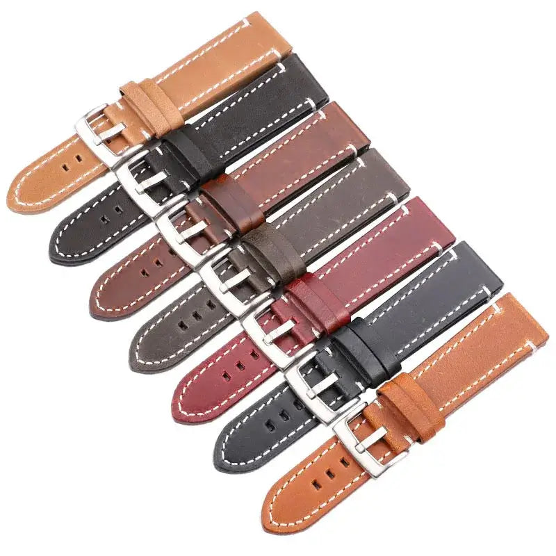 TicWatch Pro 5, Pro 3 & E3 Contrast-Stitched Leather Buckle Band
