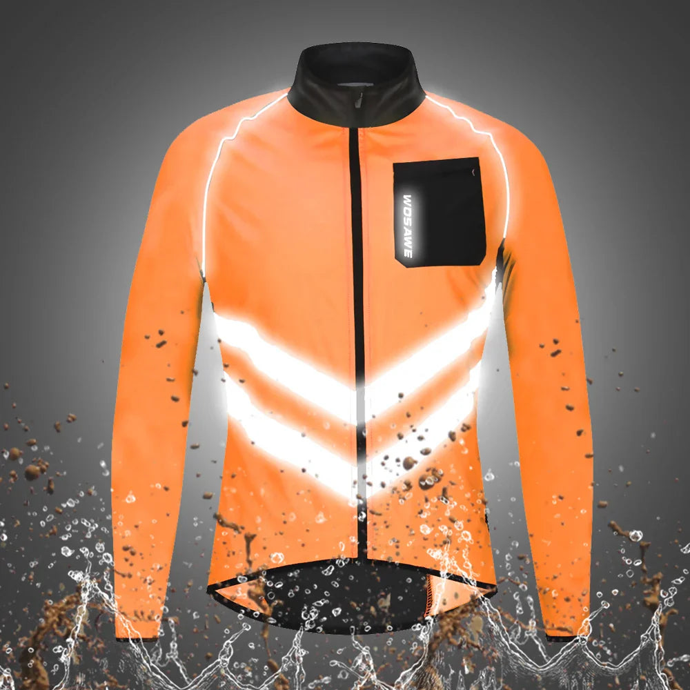 WOSAWE Windproof Running Sports Jacket Men Women Reflective Water Repellent MTB Cycling Jogging Gym Workout Top Windbreaker