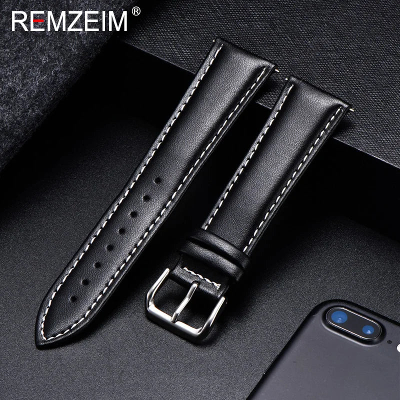 Garmin 18/20/22/24mm Quick Release Soft Calfskin Band, Plain or White Stitching