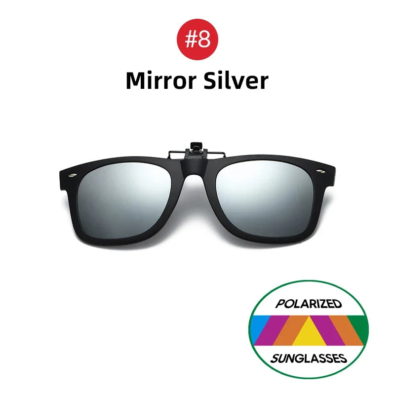VIVIBEE Flip Up Clip on Sun Glasses for Men Driving Sunglasses Light Fishing Female Anti-UVA UVB Polarized Night Vision Lens