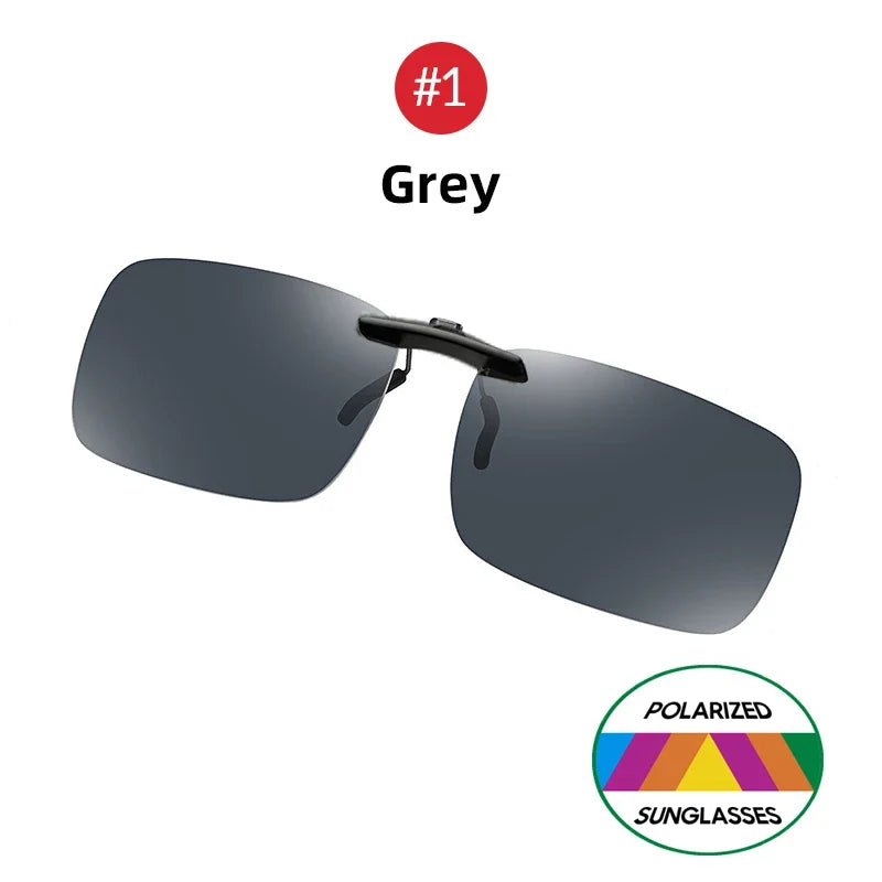 VIVIBEE Mens Fishing Clip On Sunglasses Mirror Blue Eyeglasses Polarized UV400 Women Square Night Vision Driving Sun Glasses