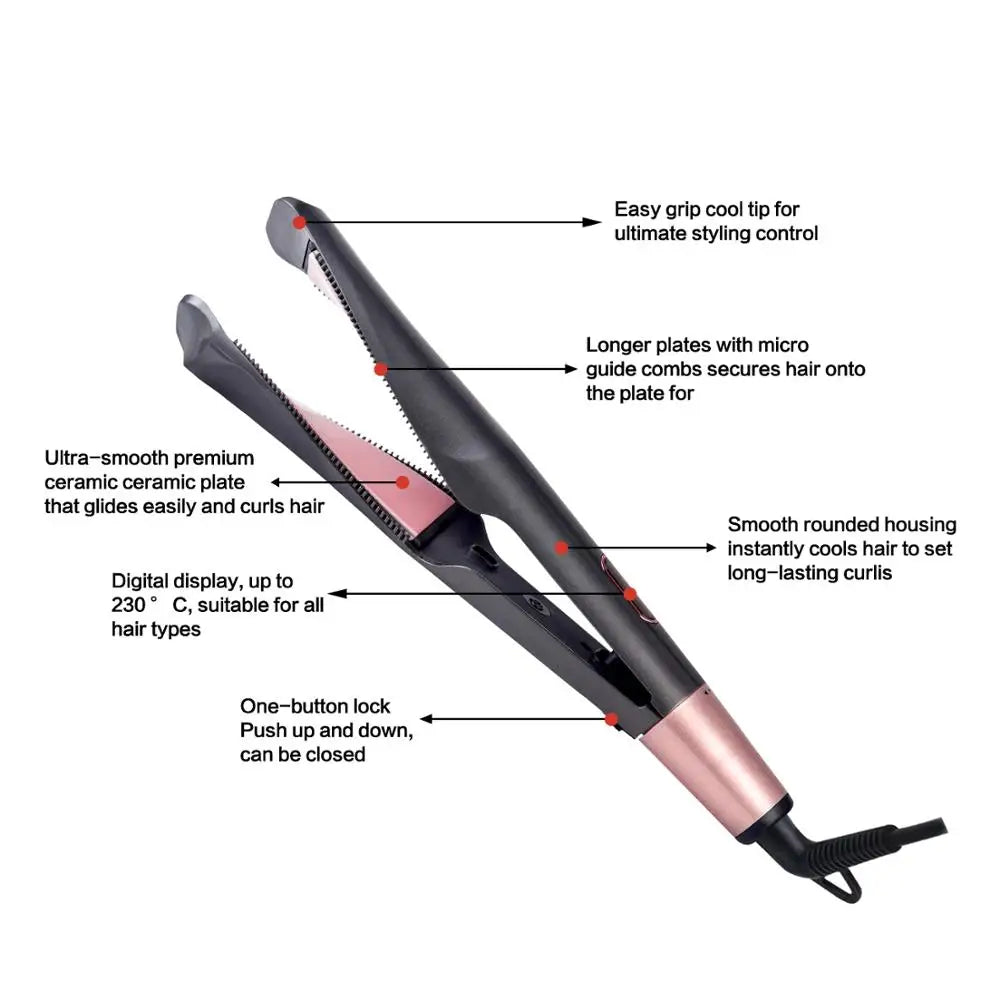2 in 1 Hair Straightener and Curler Tourmaline Ceramic Twisted Flat