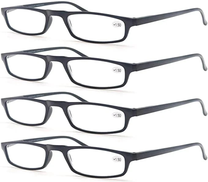 4 Paires Reading Glasses for Men Women Narrow Square Frame Readers Eyeglasses Spring Hinge with Diopter