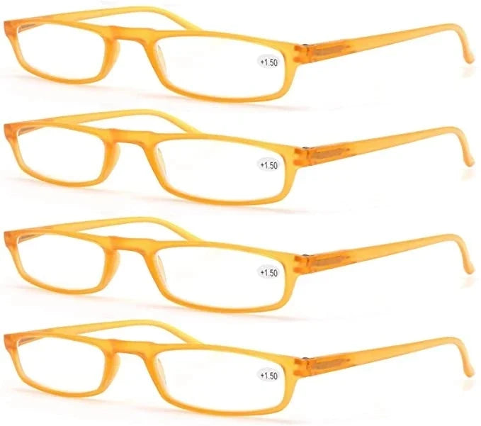 4 Paires Reading Glasses for Men Women Narrow Square Frame Readers Eyeglasses Spring Hinge with Diopter