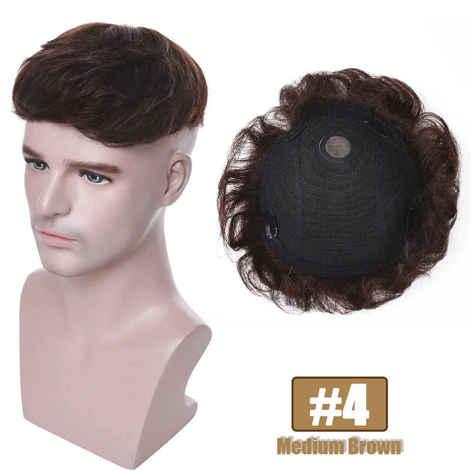 S-noilite 16x19cm 35g Bisopé para hombre Sistema de reemplazo de cabello humano Suplementos capilares Postizo 4 pulgadas Peluca para hombre Extensiones de cabello con clip