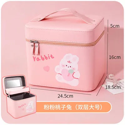 Bonito estuche organizador de belleza de piel sintética