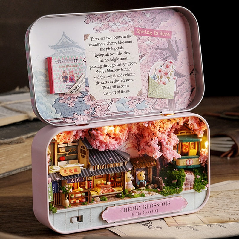 Teatro de caja de casa de muñecas en miniatura