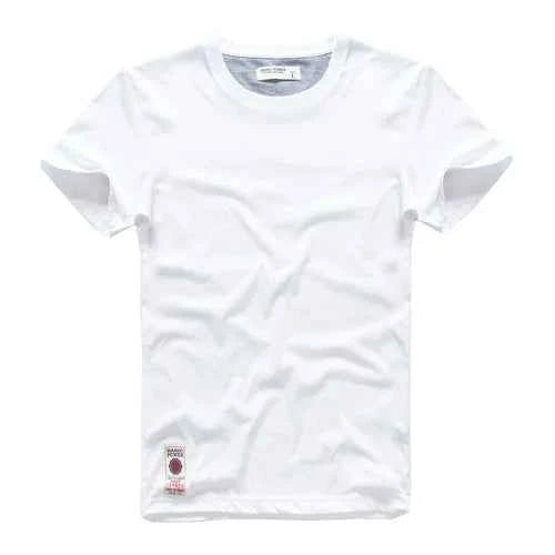 Camiseta Clásica de Algodón Lisa con Cuello Redondo para Hombre