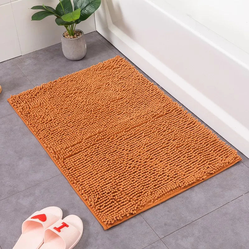 Nordic Style Soft Plush Chenille Non Slip Bathroom Bath Mat  Water Absorption Floor Door Mat Toilet Rug Home Decoration Carpet