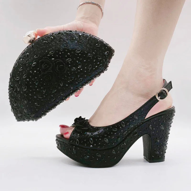 Conjunto de zapatos italianos con bolsos a juego HKV1-8