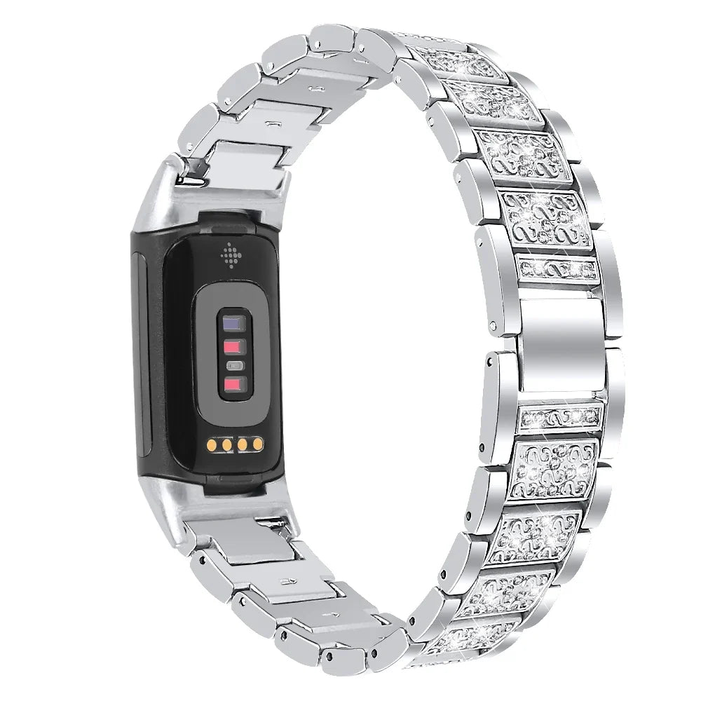 Fitbit Charge 6, 5, 4 & 3 Rhinestone Panel Bracelet Band
