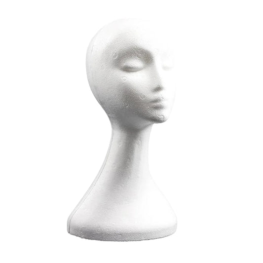 Maniquí de cabeza de espuma de poliestireno de 19.5 pulgadas para pelucas de mujer, para estilizar, modelar y exhibir pelucas, sombreros y postizos de mujer