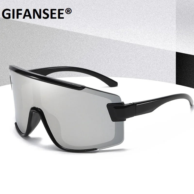 Shield Visor Mask Sunglasses Women Men Oversized Windproof Glasses One Peice Big Frame Goggles Shades Sport UV400 Gafas