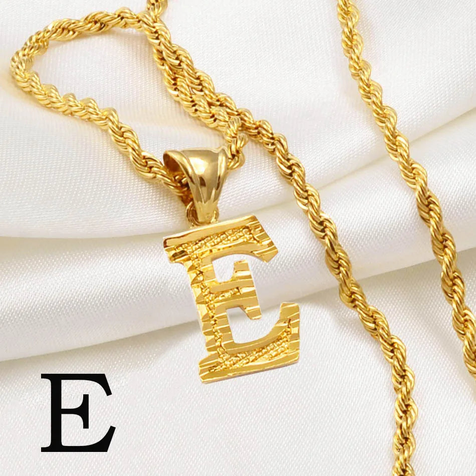 Anniyo A-Z Letters Necklaces Gold Plated Initial Pendant Rope Chain