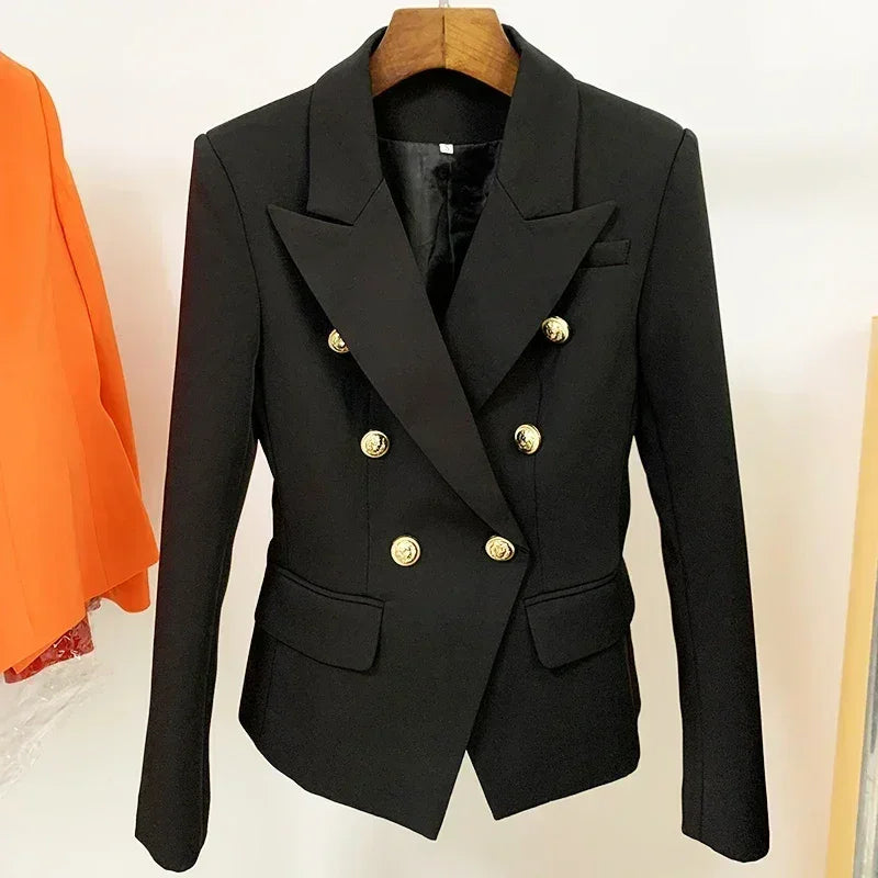 CHAQUETA DE ALTA CALIDAD Nuevo Modelo 2024 Chaqueta de diseñador para mujer Clásica cruzada con botones de león de metal Blazer Tallas S-5XL