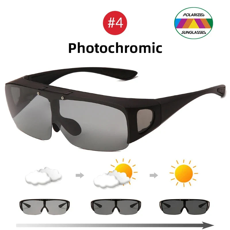 VIVIBEE Flip Up Polarized Fit Over Glasses Sunglasses Men Driving UV400 Photochromic Fishing Goggle Outdoor Women