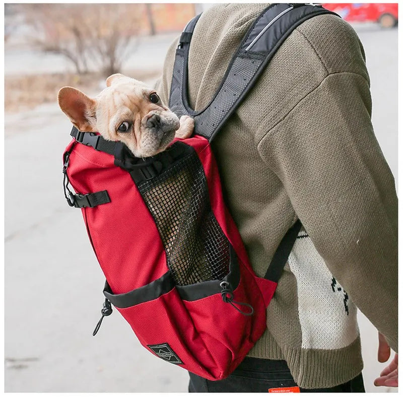 Mochila de transporte para perros, senderismo, viajes, ventilación al aire libre, malla deportiva para exteriores