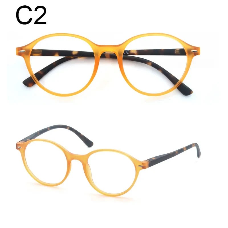 Round Reading Glasses For Women Spring Hinge Lightweight Presbyopic Readers Classic Frame Multicolor (Red/Blue/Purple/Orange)