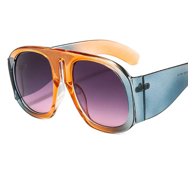 Gafas de sol de piloto con lentes degradadas para mujer, de moda, de marca, de montura grande, transparentes, para mujer 2021, gafas de sol transparentes