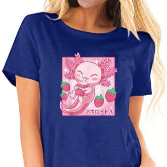 Camiseta de Leche de Fresa de Ajolote Kawaii