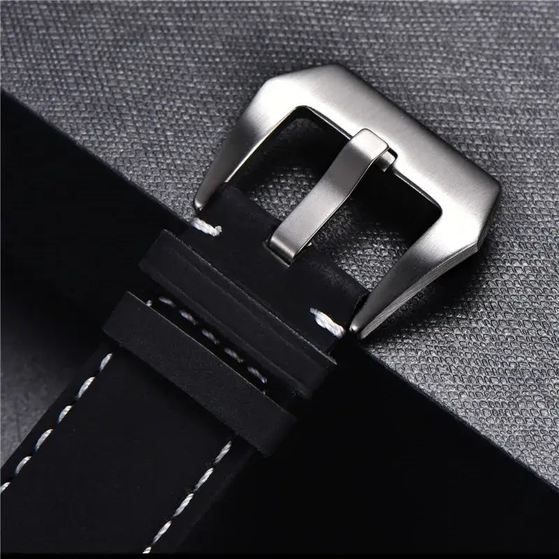 Garmin 18/20/22mm Quick Release Matte Leather Band with White Stitching
