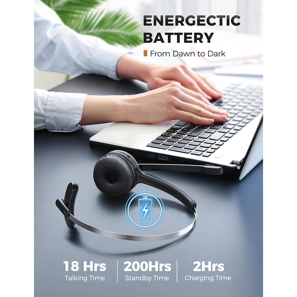 1/2PCS Mpow M5 Wireless Headphones Bluetooth Headset with Mic Noise Canceling Computer Headphone for PC Laptop Truck Driver Call