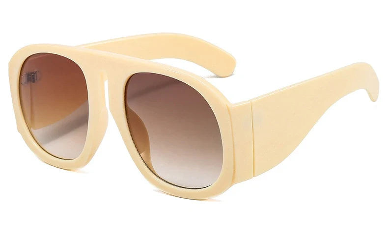 Gafas de sol de piloto con lentes degradadas para mujer, de moda, de marca, de montura grande, transparentes, para mujer 2021, gafas de sol transparentes