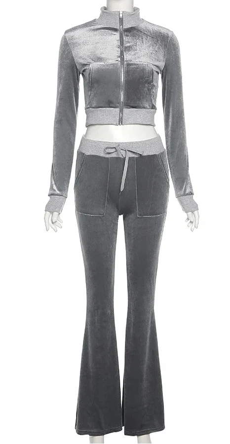 Velour Luxe Zip-Up Jogger Set