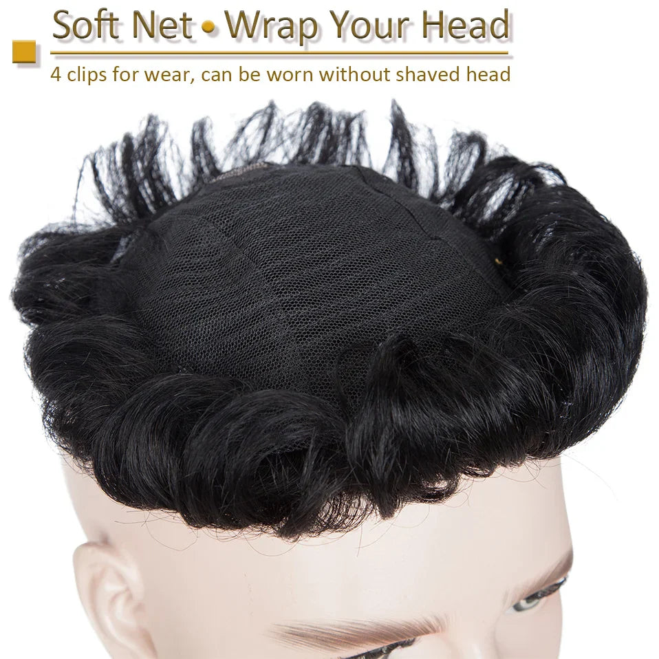 S-noilite 16x19cm 35g Bisopé para hombre Sistema de reemplazo de cabello humano Suplementos capilares Postizo 4 pulgadas Peluca para hombre Extensiones de cabello con clip