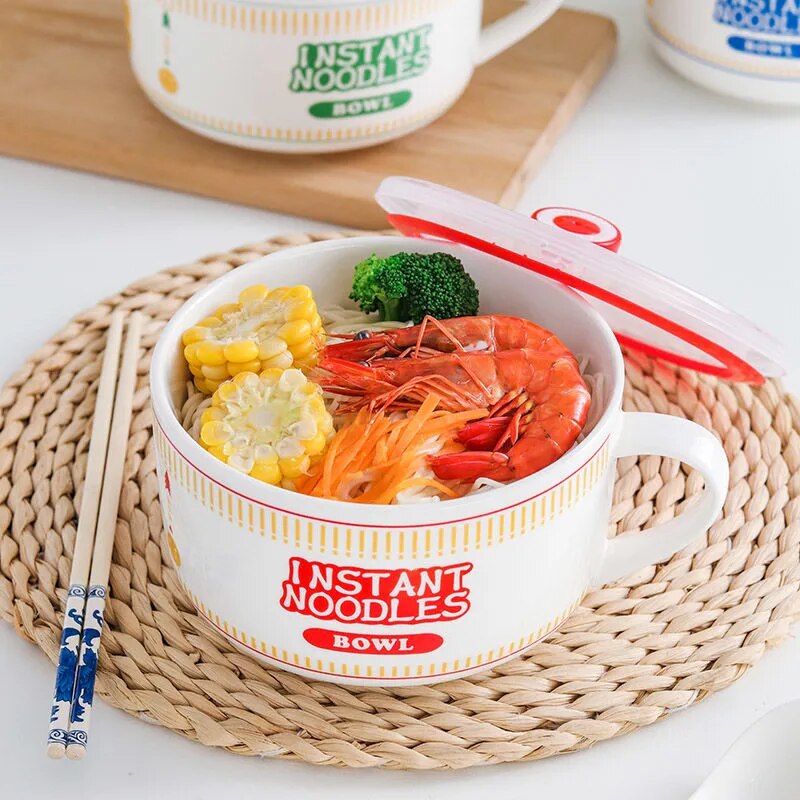 Bol de ramen de fideos instantáneos de cerámica