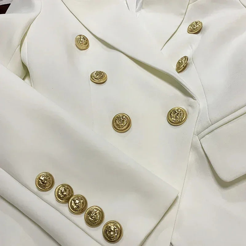 CHAQUETA DE ALTA CALIDAD Nuevo Modelo 2024 Chaqueta de diseñador para mujer Clásica cruzada con botones de león de metal Blazer Tallas S-5XL