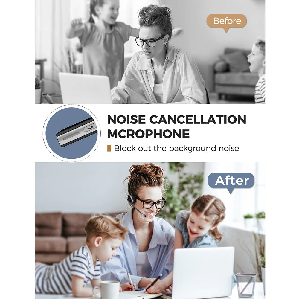 1/2PCS Mpow M5 Wireless Headphones Bluetooth Headset with Mic Noise Canceling Computer Headphone for PC Laptop Truck Driver Call