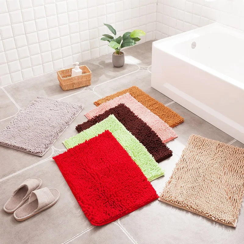 Nordic Style Soft Plush Chenille Non Slip Bathroom Bath Mat  Water Absorption Floor Door Mat Toilet Rug Home Decoration Carpet